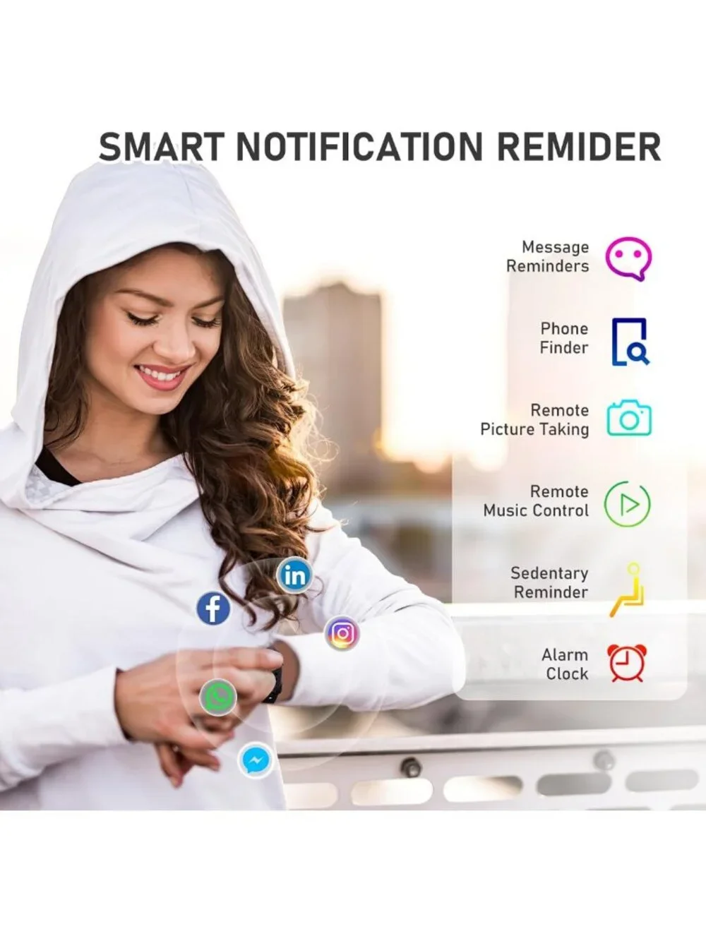 Smart Fitness Tracker with Heart Rate, Blood Pressure, Pedometer & Sleep Monitor